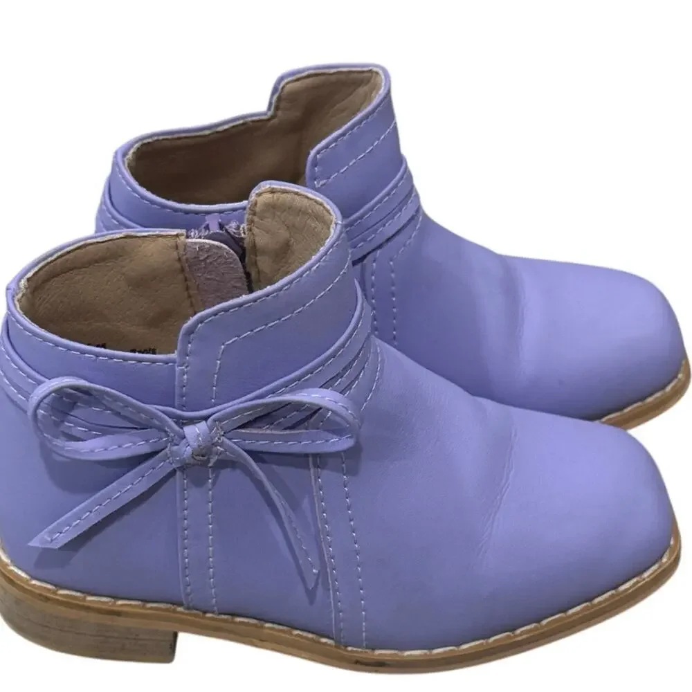 Tiny Toes Nation Lilac Hollyn Bow Ankle Boots Girls Size 8